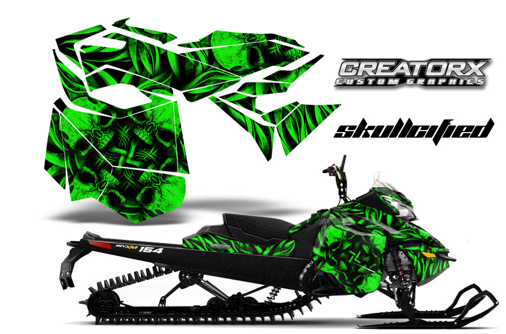 Skidoo Rev XM Graphics Kit Skullcified Green